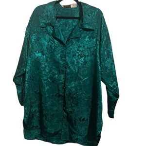 Vintage Gold Label Victorias Secret Emerald Green Satin Night Shirt